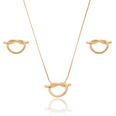 CONJUNTO NÓ FOLHEADO OURO 18K