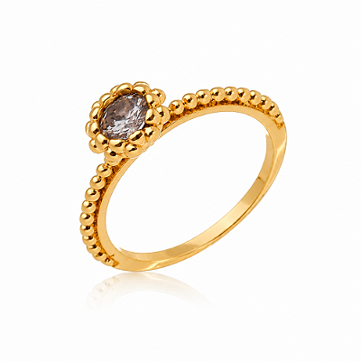 Anel solitário com Strass folheado a ouro 18k