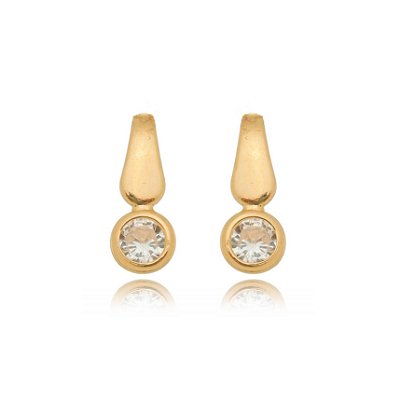 BRINCO CHAPADO ZIRCÔNIA FOLHEADO OURO 18K
