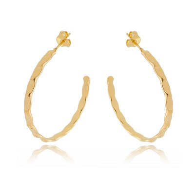 ARGOLA FITA ONDULADA FOLHEADA OURO 18K