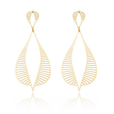 BRINCO GOTA FITAS FOLHEADA OURO 18K
