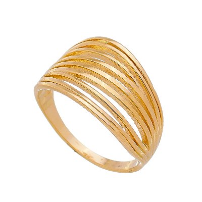 ANEL LINHAS JUNTAS FOLHEADO OURO 18K