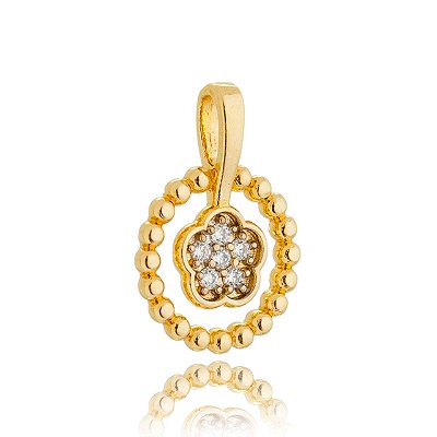 Pingente com zircônias folheado a ouro 18k