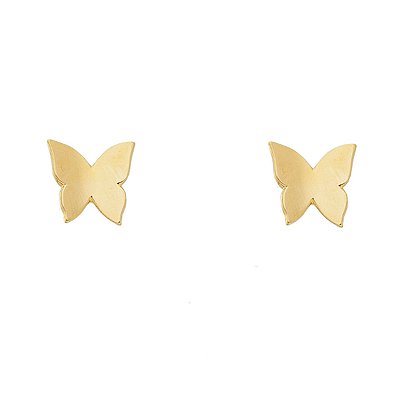Brinco borboleta lisa folheado a ouro 18k