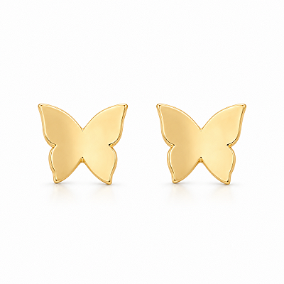 Brinco borboleta lisa folheado a ouro 18k