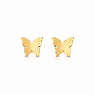 Brinco borboleta pequena lisa folheado a ouro 18k