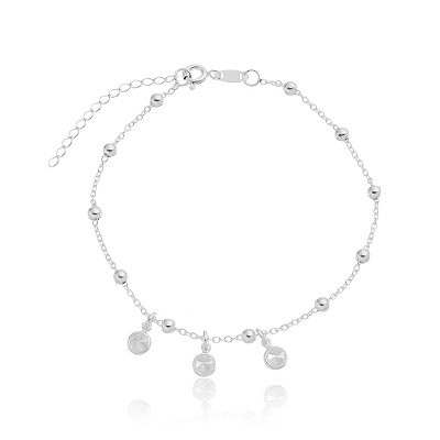 PULSEIRA 10 ESFERAS E 3 ZIRCÔNIAS CASTROADAS EM PRATA 925