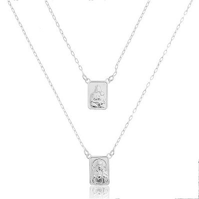 ESCAPULÁRIO CORAÇÃO DE MARIA E JESUS EM PRATA 925