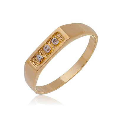 Anel ABC com Rodium folheado a ouro 18k