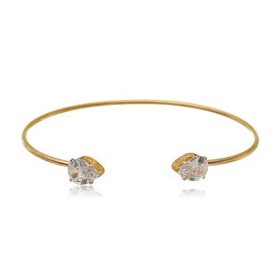 BRACELETE FINO CRAVEJADO ZIRCÔNIAS EM GOTA FOLHEADO OURO 18 K