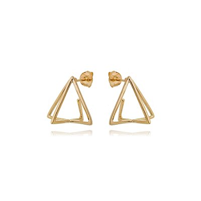 BRINCO TRIANGULO 3D FOLHEADO OURO 18K