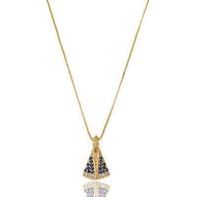 Gargantilha Nossa Sra. Aparecida com zircônias folheada a ouro 18k