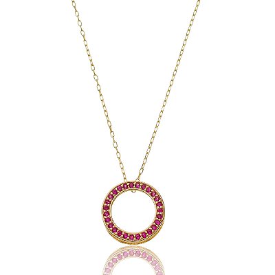 GARGANTILHA CÍRCULO CRAVEJADO COM ZIRCÔNIAS FOLHEADO OURO 18K