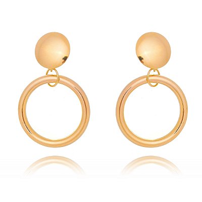 BRINCO ELO SUSPENSO GRANDE FOLHEADO OURO 18 K