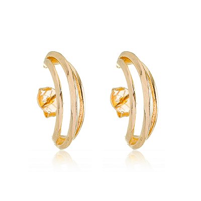 Argola três linhas folheada a ouro 18k