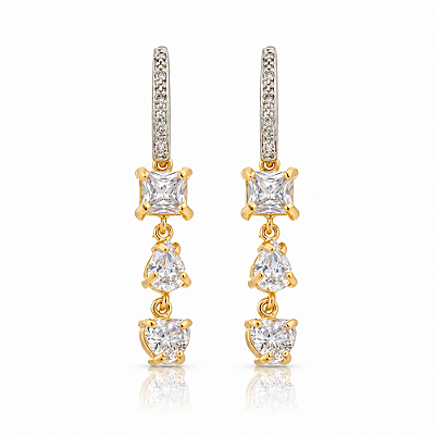 Brinco com zircônias folheado a ouro 18k