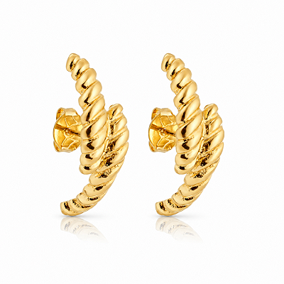 Argola concha folheado a ouro 18k