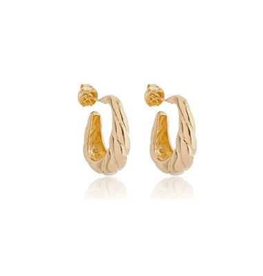 ARGOLA CONCHA FOLHEADO OURO 18K