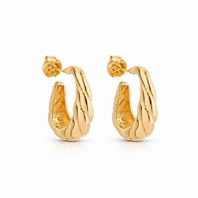 Argola concha folheada a ouro 18k