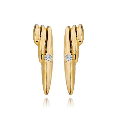 Brinco tropical folheado a ouro 18k