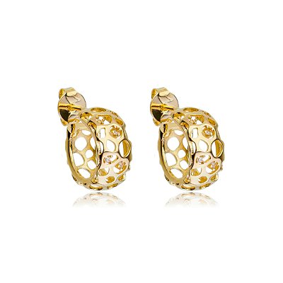 ARGOLA CORAL FOLHEADO OURO 18K