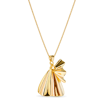 Gargantilha leque liso folheada a ouro 18k
