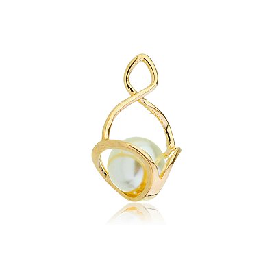 PINGENTE ELFO COM PÉROLA FOLHEADO OURO 18K