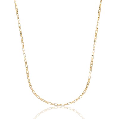 Corrente elos retangulares folheada a ouro 18k