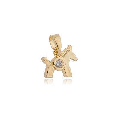 PINGENTE INFANTIL CAVALINHO FOLHEADO OURO 18K