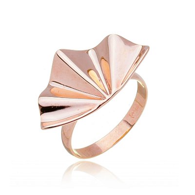 Anel leque liso folheado a ouro 18k