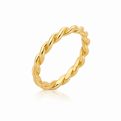 Anel torcido folheado a ouro 18k