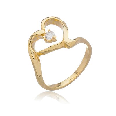Anel coração folheado a ouro 18k