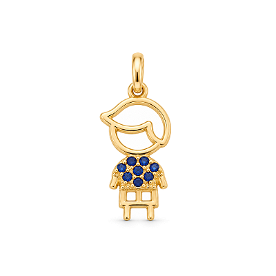 Pingente menino com zircônias folheado a ouro 18k