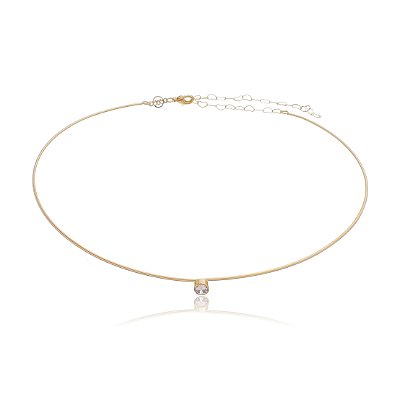 GARGANTILHA FIO COM PONTO DE LUZ FOLHEADA OURO 18K