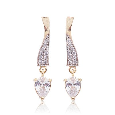 BRINCO ONDAS CRAVEJADAS COM ZIRCÔNIA EM PENDULO