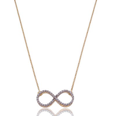 GARGANTILHA INFINITO CRAVEJADO FOLHEADO OURO 18K
