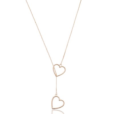 GARGANTILHA GRAVATINHA CORAÇÃO VAZADO FOLHEADA OURO 18K