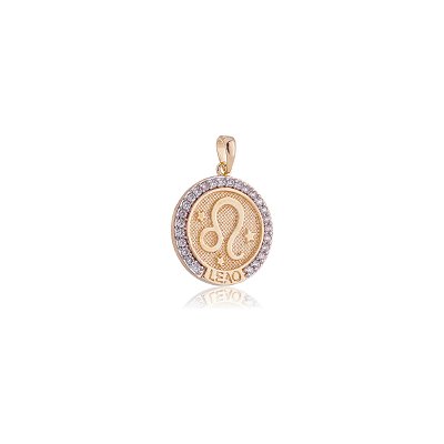 PINGENTE SIGNOS MEDALHA CRAVEJADA FOLHEADA OURO 18K