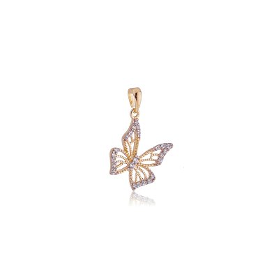 PINGENTE BORBOLETA CRAVEJADA FOLHEADO OURO 18K