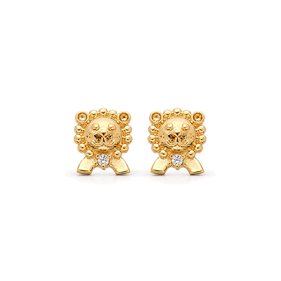 Brinco leãozinho folheado a ouro 18k