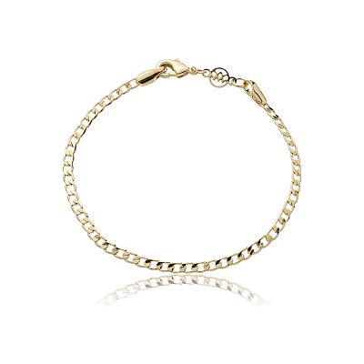 PULSEIRA INFANTIL GRUMET FOLHEADA A OURO 18K 16cm