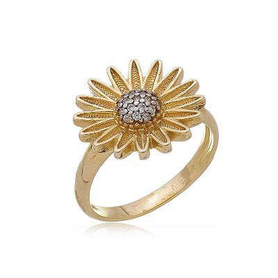 ANEL MARGARIDA COM ZIRCÔNIA FOLHEADO A OURO 18K