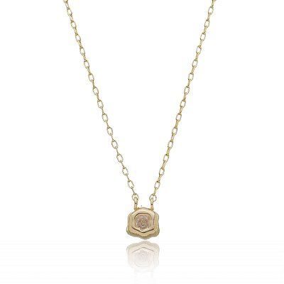 GARGANTILHA COM PINGENTE SOLITÁRIO ZIRCÔNIA FOLHEADA A OURO 18K