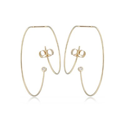 Brinco liso folheado a ouro 18k