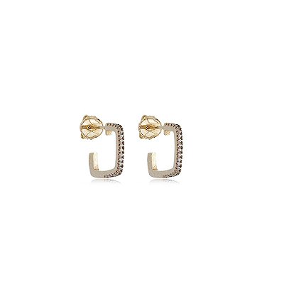 Meia argola quadrada fina G folheada a ouro 18k