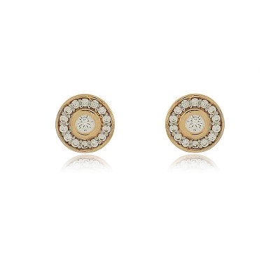 Brinco cravejado folheado a ouro 18k