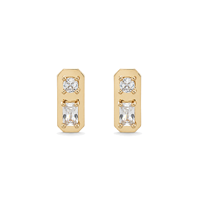 Brinco com zircônias folheado a ouro 18k