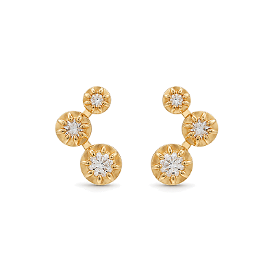 Brinco Ear Cuff com zircônias folheado a ouro 18k