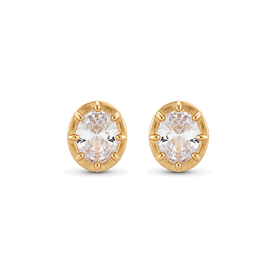 Brinco oval em zircônia folheado a ouro 18k