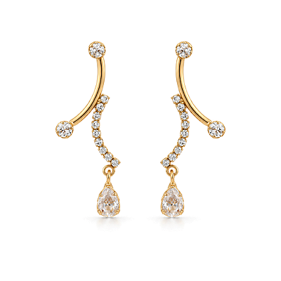 Brinco gota folheado a ouro 18k
